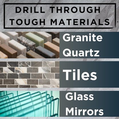 Drilax 5 Pcs Diamond Drill Bit Set 3/4", 1", 1-3/16", 1-3/8", 1-5/8" Wet Cutting Tiles, Glass, Fish Tanks, Marble, Granite, Ceramic, Porcelain, Bottle drilax-tools