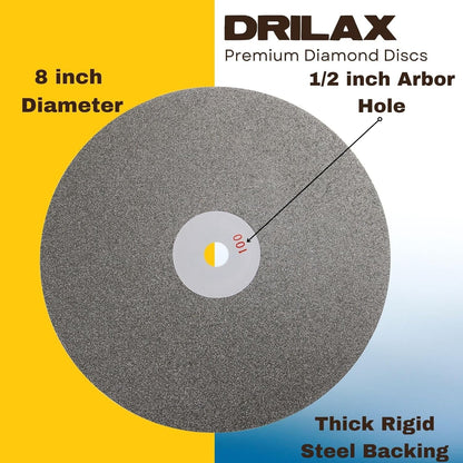 8 inch Diamond Coated Disc Grit 320 Flat Lap Disc drilax-tools