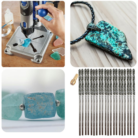 1mm Diamond Bits For Drilling Stone Compatible with Dremel Drill Bit Set Twist Tip Design Jewelry Sea Glass Beach Shell Gemstone 20 Pieces Set drilax-tools
