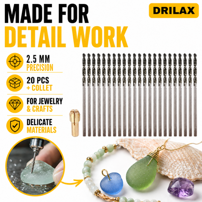 2.5mm Diamond Drill Bit Set 20-Pcs for Jewelry, Glass, Shells & Gemstones