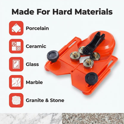 Drill guide for porcelain, ceramic, glass, marble and granite