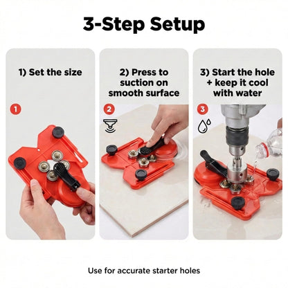 Drill guide 3-step setup