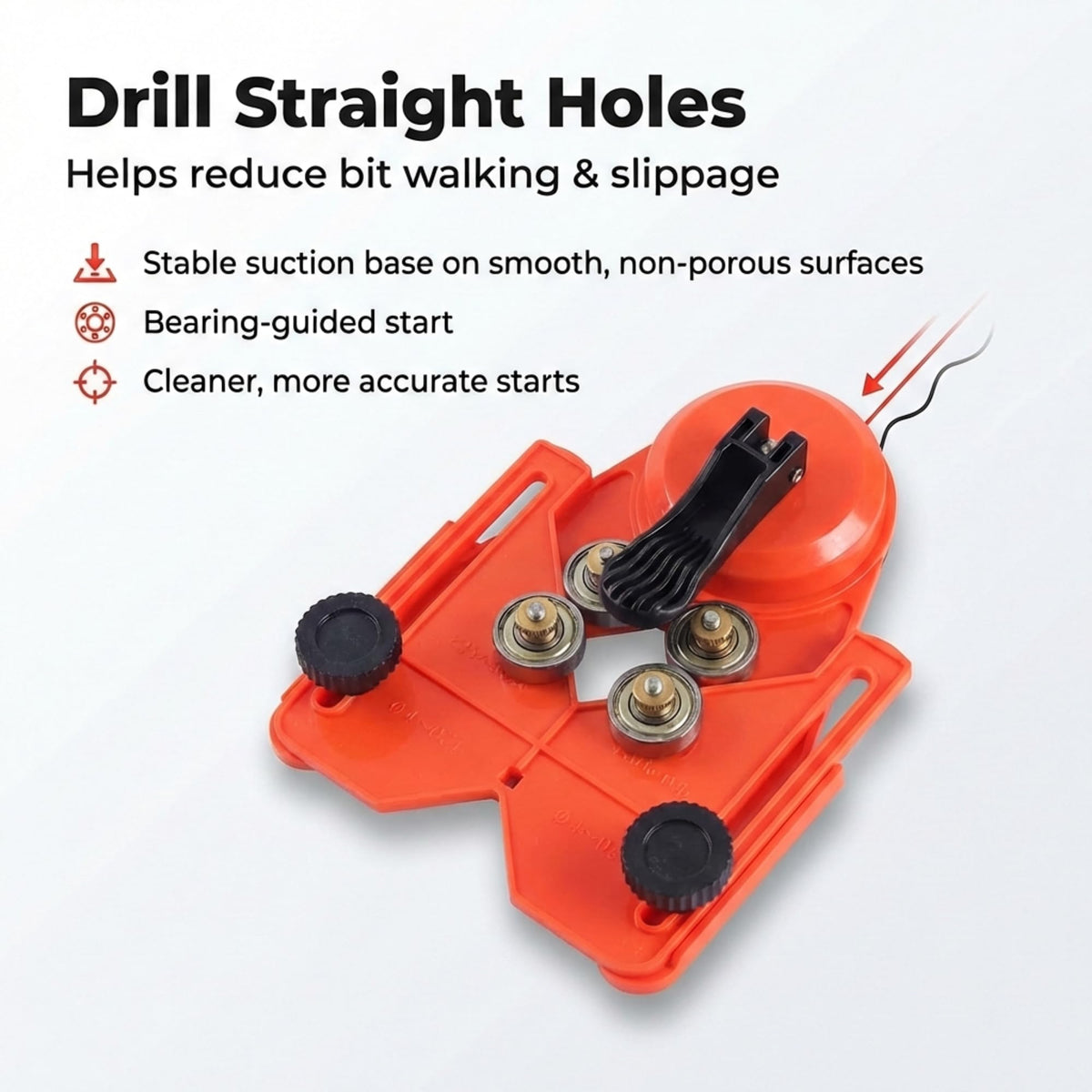 Drill guide reduces bit walking and slippage