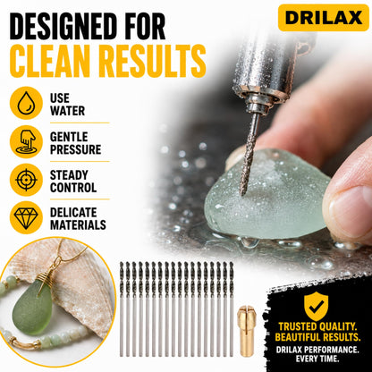 Drilling sea glass with water and light pressure for clean results