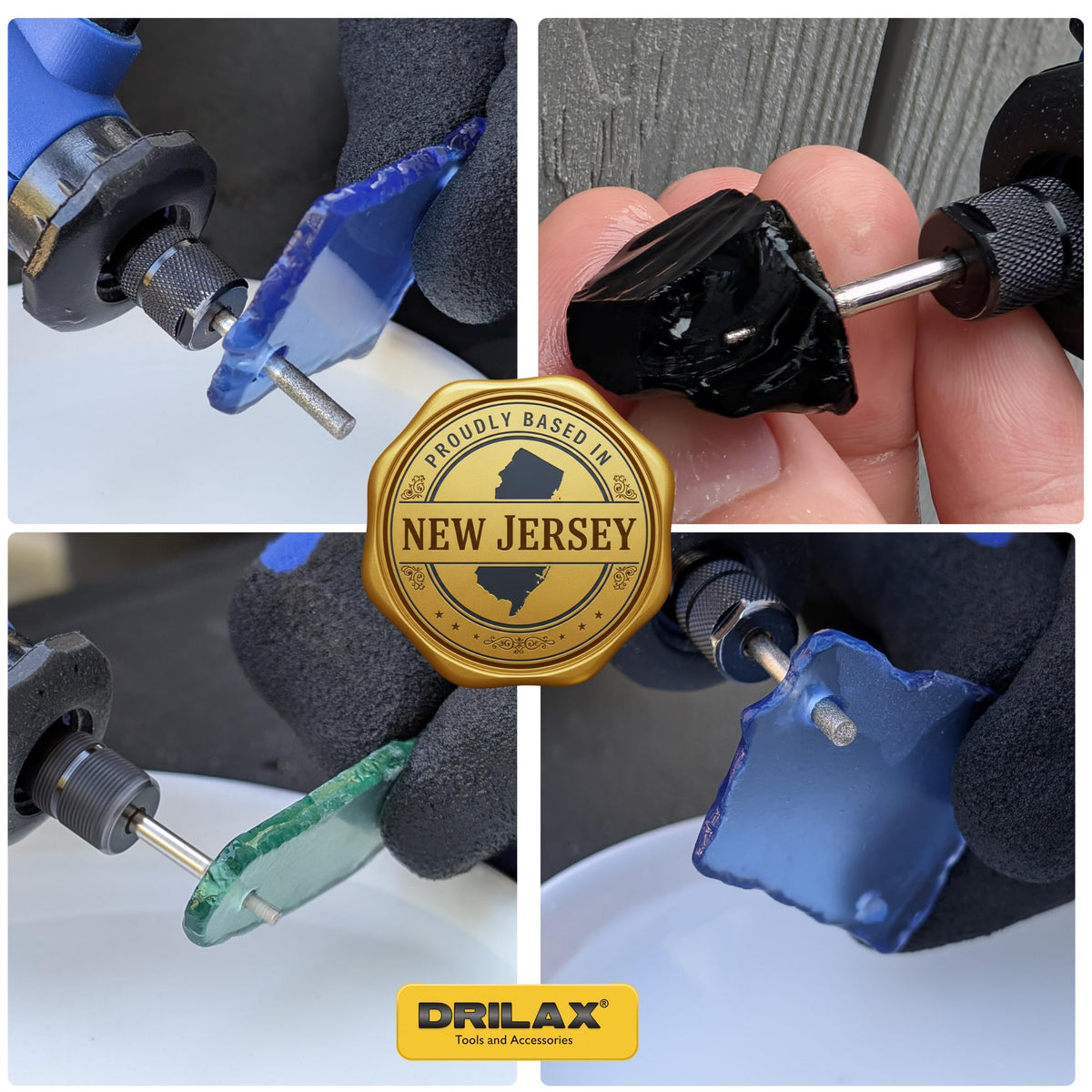 Drilling sea glass and obsidian with a diamond bit in a rotary tool