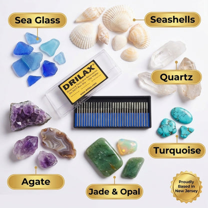 Diamond drill bits for sea glass, seashells, quartz, turquoise, agate, jade and opal