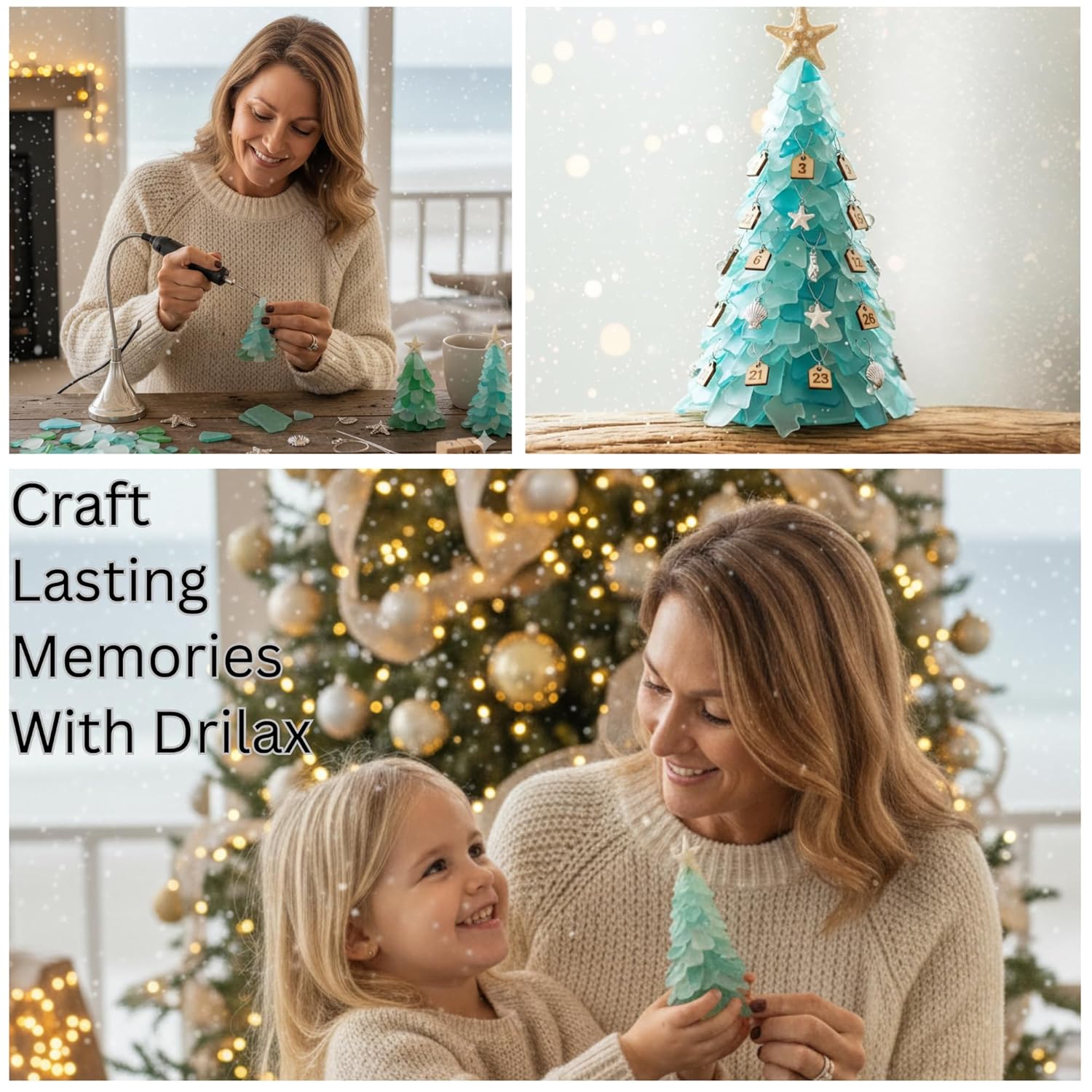 Crafting with 1mm diamond drill bits for sea glass from DRILAX to create unique holiday decorations
