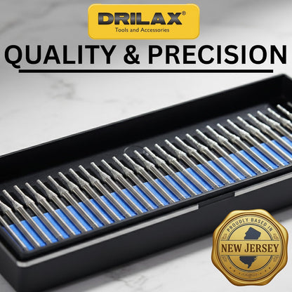 DRILAX 1mm diamond drill bits for sea glass in a precision storage box for lapidary work