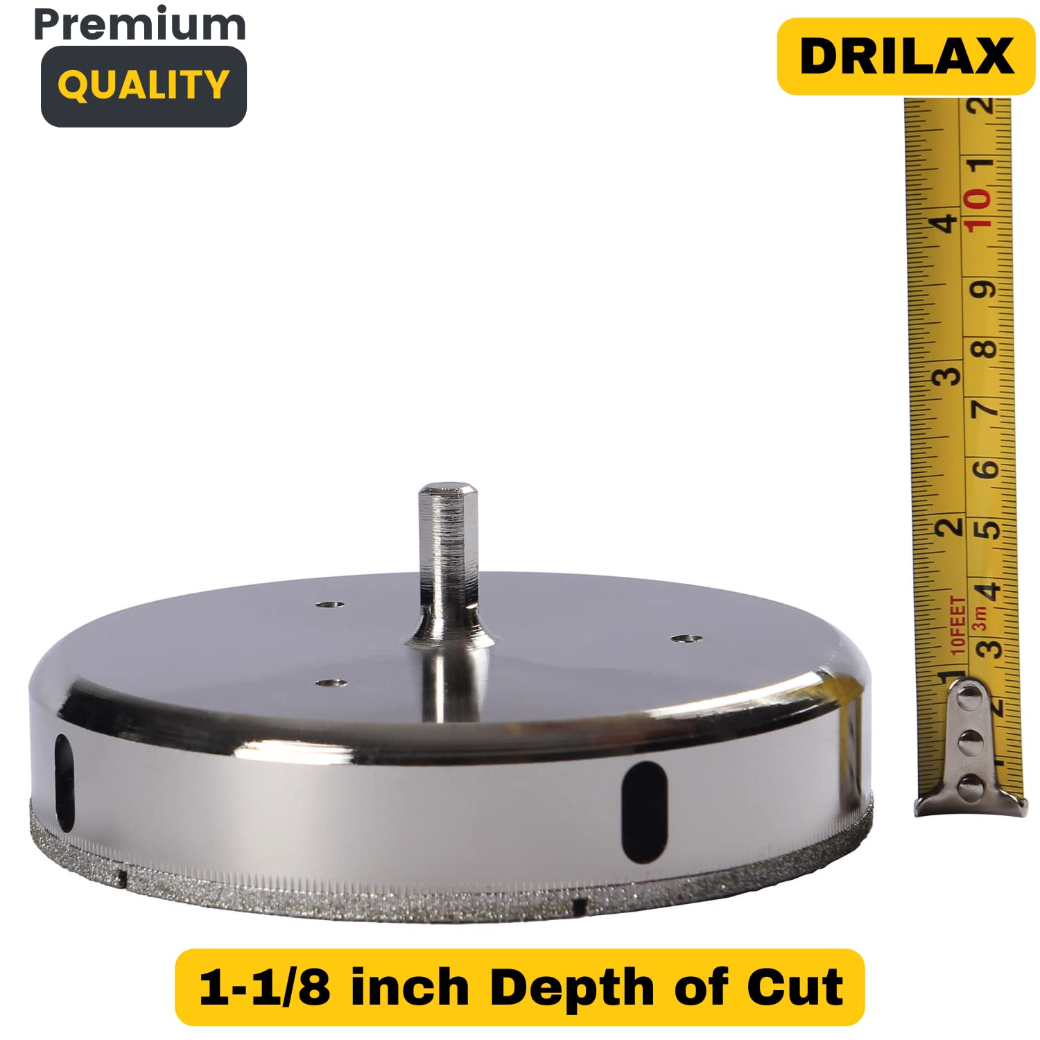 DRILAX 5.5 inch diamond hole saw with 1-1/8 inch depth of cut for precise drilling