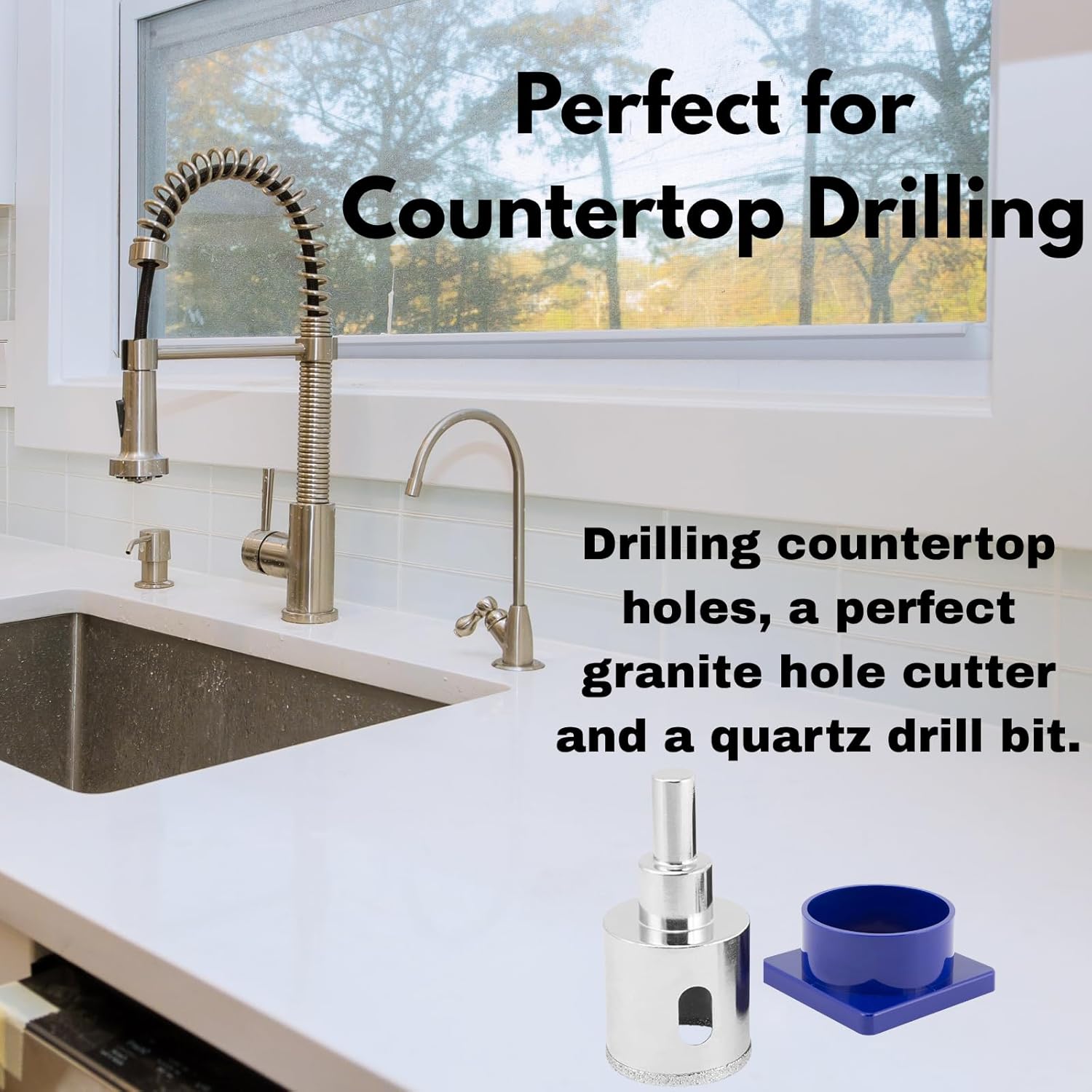 DRILAX Countertop Hole Saw Kit including diamond hole saw for quartz and granite for precise drilling