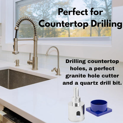DRILAX Countertop Hole Saw Kit including diamond hole saw for quartz and granite for precise drilling