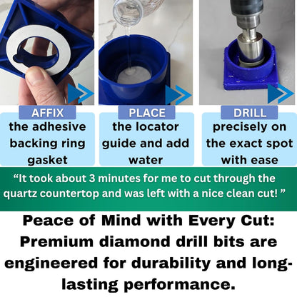 DRILAX Countertop Hole Saw Kit with diamond hole saw for quartz and granite for precise drilling