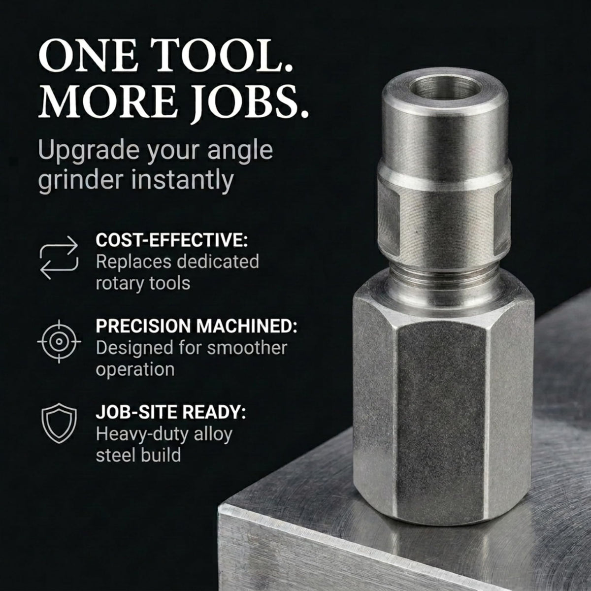 Flapper adapter upgrades an angle grinder, replaces a dedicated rotary tool