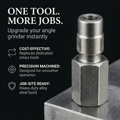 Flapper adapter upgrades an angle grinder, replaces a dedicated rotary tool