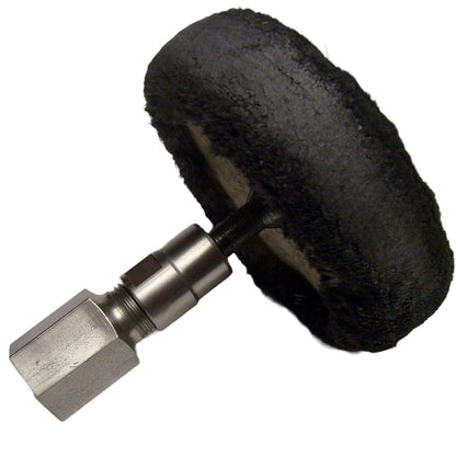 Flapper adapter with a 1/4" shank polishing wheel
