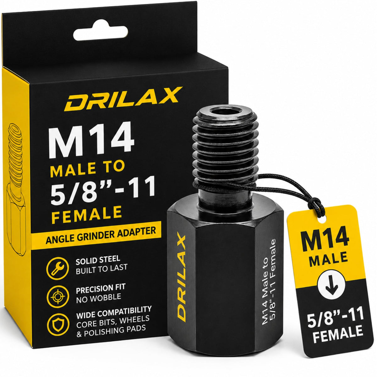 M14 male to 5/8-11 female angle grinder adapter with package