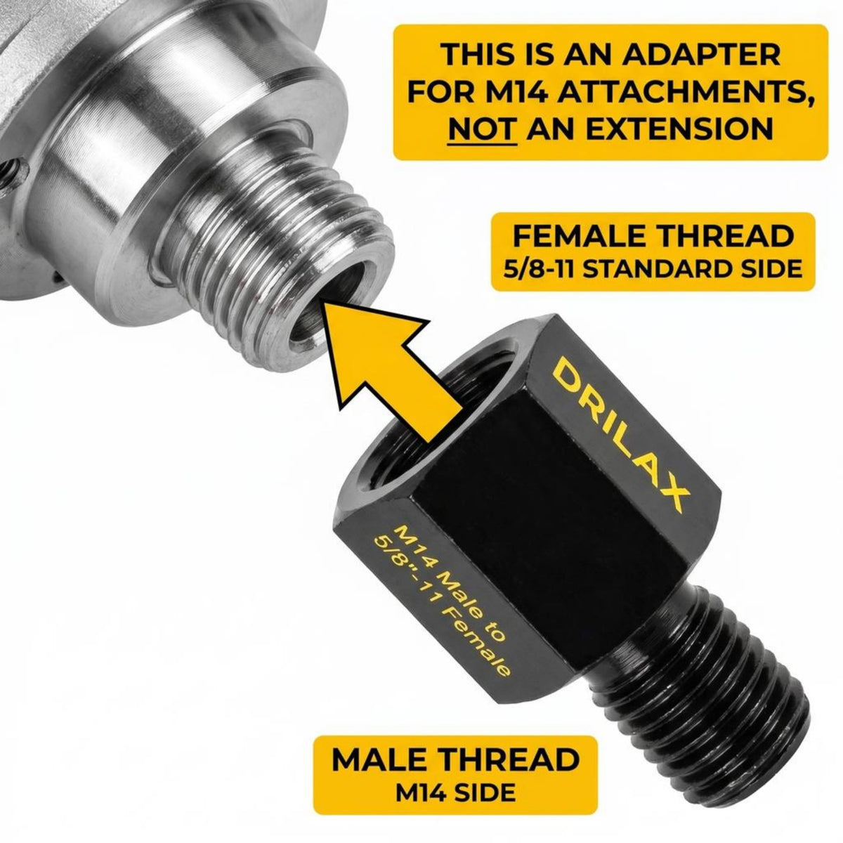 Female 5/8-11 side and male M14 side