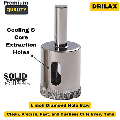 1 inch diamond hole saw with side cooling and core extraction holes