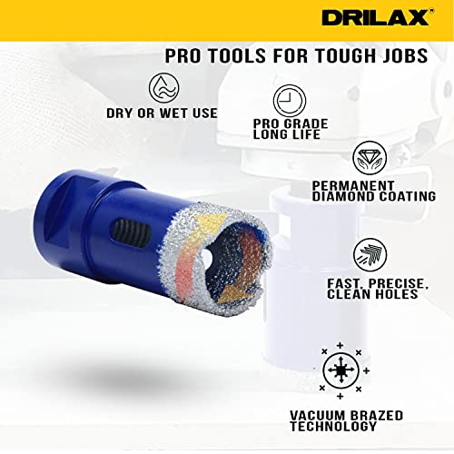 Pro Series hole saw: dry or wet use, vacuum brazed diamond coating