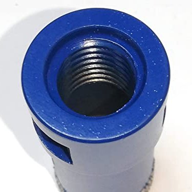 Close-up of the 5/8-11 female thread on the Pro Series hole saw