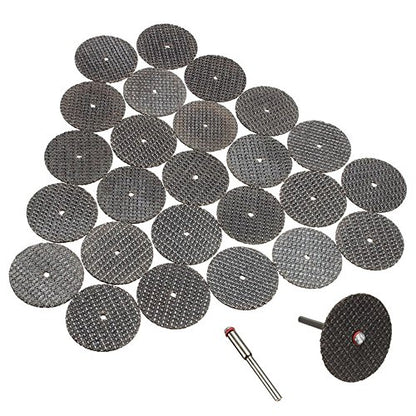 25 fiberglass-reinforced 1-1/4 inch cut-off wheels with mandrel
