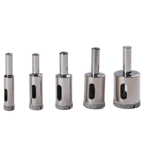 Drilax Diamond Drill Bit Hole Saw Drilling 3/8 1/2 5/8 3/4 1 Granite Ceramic Porcelain Tiles Pot Glass Bottle Lamp Quartz Slate Set 5 Pieces
