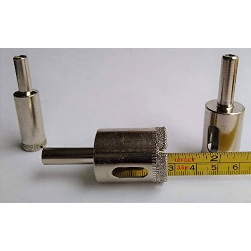 Diamond Hole Saw Drill Bit Set 3 Pieces Porcelain Ceramic Glass Tile Pot Drain Fish Tank Holes 1/2 0.5 3/4 0.75 1 Inch
