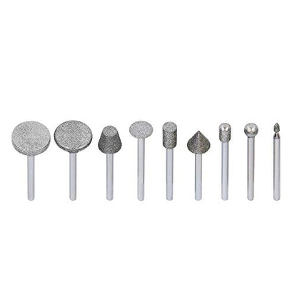 Drilax 50 Pieces Diamond Bit Burr Set Grit 120 Sea Glass for Crafts Rocks Marble Porcelain Hand Drill Jewelry Making Lapidary Engraving Compatible with Dremel Tool Accessories 1/8 Inch