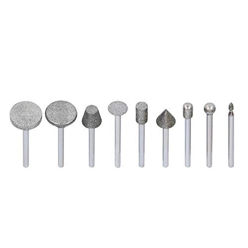Drilax 50 Pieces Diamond Bit Burr Set Grit 120 Sea Glass for Crafts Rocks Marble Porcelain Hand Drill Jewelry Making Lapidary Engraving Compatible with Dremel Tool Accessories 1/8 Inch