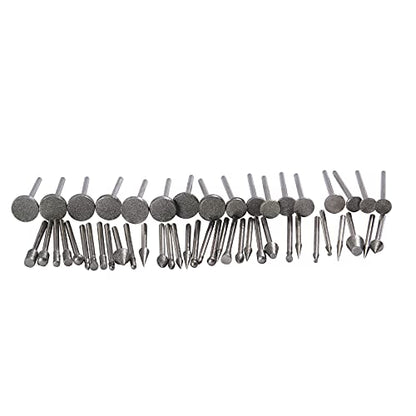 Drilax 50 Pieces Diamond Bit Burr Set Grit 120 Sea Glass for Crafts Rocks Marble Porcelain Hand Drill Jewelry Making Lapidary Engraving Compatible with Dremel Tool Accessories 1/8 Inch