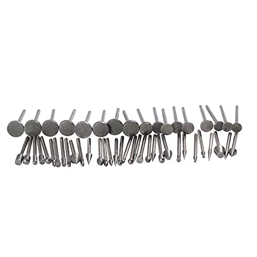 Drilax 50 Pieces Diamond Bit Burr Set Grit 120 Sea Glass for Crafts Rocks Marble Porcelain Hand Drill Jewelry Making Lapidary Engraving Compatible with Dremel Tool Accessories 1/8 Inch