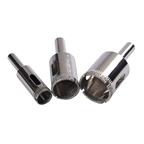 Diamond Hole Saw Drill Bit Set 3 Pieces Porcelain Ceramic Glass Tile Pot Drain Fish Tank Holes 1/2 0.5 3/4 0.75 1 Inch