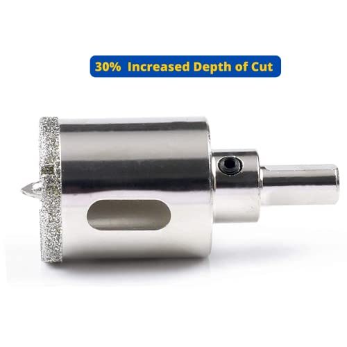 Drilax 2-1/2 Inch Diamond Drill Bit Tile Hole Saw Ceramic Porcelain Quartz Granite Kitchen Bathroom Shower Faucet Installation 2.5 Inches with Removable Center Pilot Drill Bit Locator Pin Locator drilax-tools