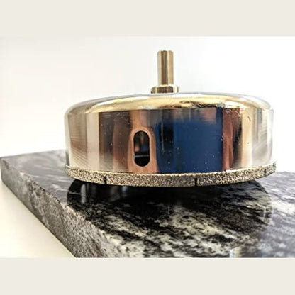 DRILAX 4.5 inch tile hole saw for ceramic with durable diamond coating on a marble surface