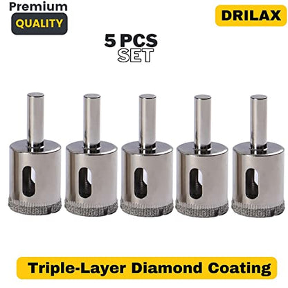 1 inch Diamond Drill Bit Hole Saw Set Pieces Ceramic Porcelain Tiles Granite Quartz 5 Pack