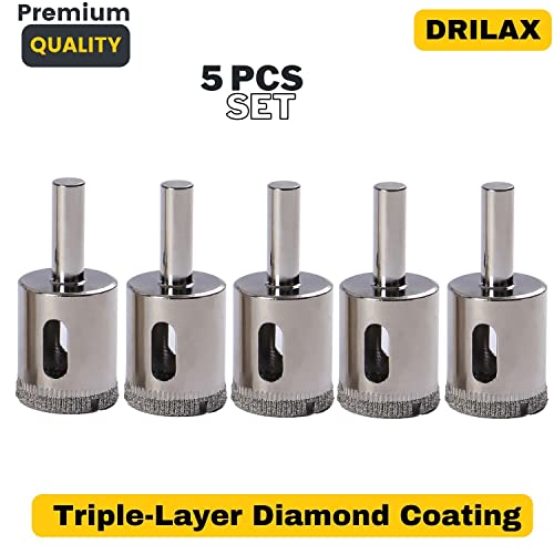 1 inch Diamond Drill Bit Hole Saw Set Pieces Ceramic Porcelain Tiles Granite Quartz 5 Pack