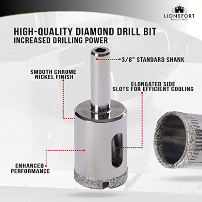 3/4 Inch Diamond Drill Bit Saw for Ceramic Porcelain Glass Tile Quartz Granite Countertop Drilling Bottle Lamp Faucet Flower Pot Planter Drainage Hole 0.75 in