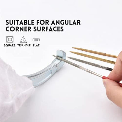 DRILAX Diamond Coated Needle File Set 5 Pcs 5-1/2″ Long Sharpening Tool Kit Various Shapes