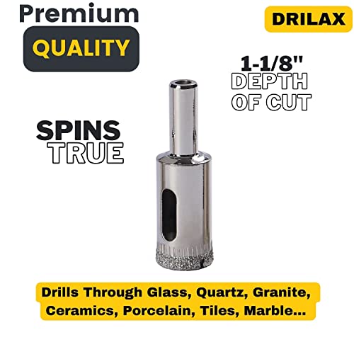 Drilax Diamond Bit Saw 5/8 inch Ceramic Porcelain Tile Glass Bottle Lamp Granite Quartz Hollow Core Drill Perfect Size Hole for Touchless to Manual Flush Fix Conversion