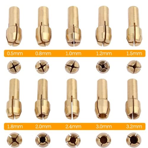 10 Pcs Brass Collet Set | Compatible with Dremel 480-483 | Multi-Size Options