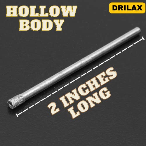 10 Pcs 1/8 inch Drill Bit Hollow Core Diamond Coated Drilling Cylindrical Burr Kit Jewelry Beach Sea Glass Shells Gemstones Lapidary 3mm 1/8" Compatible with Dremel