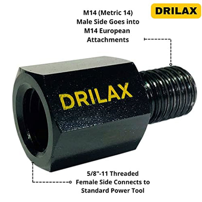 Angle Grinder Attachment Adapter 5/8 inch 11 Female to M14 Male 12,000 RPM Rated Wire Wheel Drill Adaptor Compatible with Dewalt, Makita, Milwaukee, Hitachi, Ryobi Tools