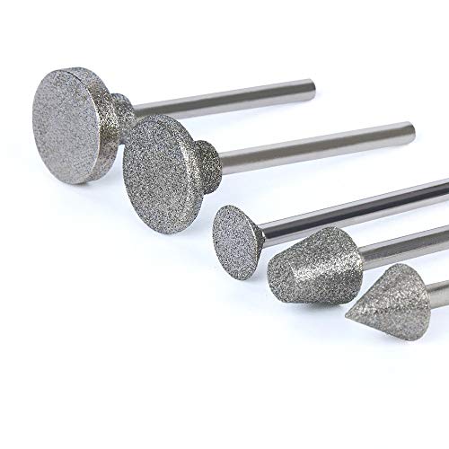 Drilax 50 Pieces Diamond Bit Burr Set Grit 120 Sea Glass for Crafts Rocks Marble Porcelain Hand Drill Jewelry Making Lapidary Engraving Compatible with Dremel Tool Accessories 1/8 Inch