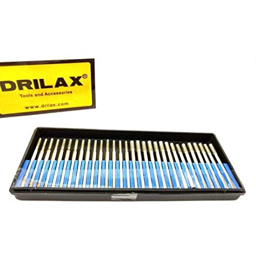 Drilax 24-Piece Diamond Drill Bit Set (1mm-2.5mm) With Collets – Fits Dremel, Jewelry Making