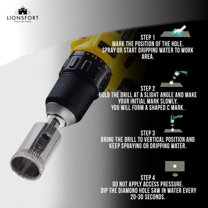 3/4 Inch Diamond Drill Bit Saw for Ceramic Porcelain Glass Tile Quartz Granite Countertop Drilling Bottle Lamp Faucet Flower Pot Planter Drainage Hole 0.75 in