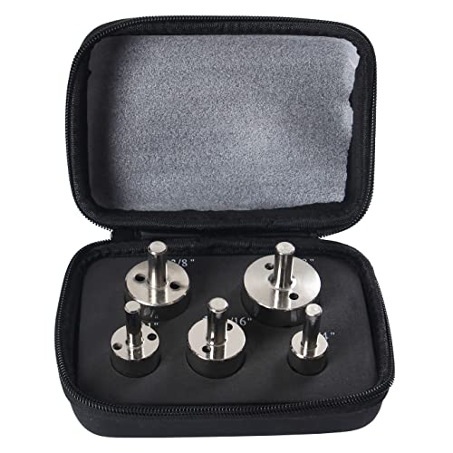 Drilax Diamond Hole Saw Drill Bit Longer Tall Version 3/4, 1, 1-3/16, 1- 3/8, 1-5/8 Inch Quartz Granite 3cm Thick Counter-top Ceramic Porcelain Tile 5 Pieces Set Insert Guide Included