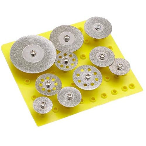 10 Pieces Diamond Coated Saw Cut Off Discs Set Wheel Blades 1/8 inch Shank Compatible with Dremel Rotary Tools