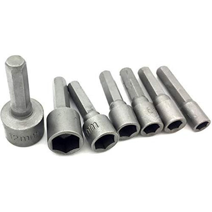 Drilax 14 Pcs Quick-Change Power Nut Driver Standard Metric Hex Shank Drill Bit Set Socket Screwdriver Wrench 3/16, 1/4, 9/32, 5/16, 11/32, 3/8, 7/16 inch 5, 5.5, 6, 7, 8, 10, 12 mm