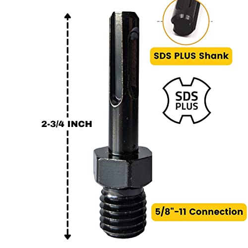 Core Drill Bit SDS Plus Arbor Adapter 5/8"-11 UNC Thread Male to SDS Plus Shank Hammer Drill Diamond Hole Saw 5/8" 11 Male Drill Attachment Arbor Shaf drilax-tools