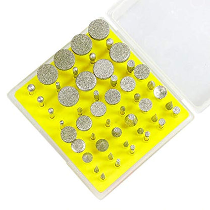 Drilax 50 Pieces Diamond Bit Burr Set Grit 120 Sea Glass for Crafts Rocks Marble Porcelain Hand Drill Jewelry Making Lapidary Engraving Compatible with Dremel Tool Accessories 1/8 Inch